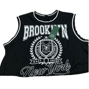 Wild Fable Women's Black Brooklyn Graphic Cropped Muscle Tank Top - Small - NWT